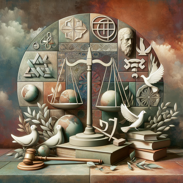 An abstract and symbolic representation showcasing the theme of ethical legacies transcending faith boundaries